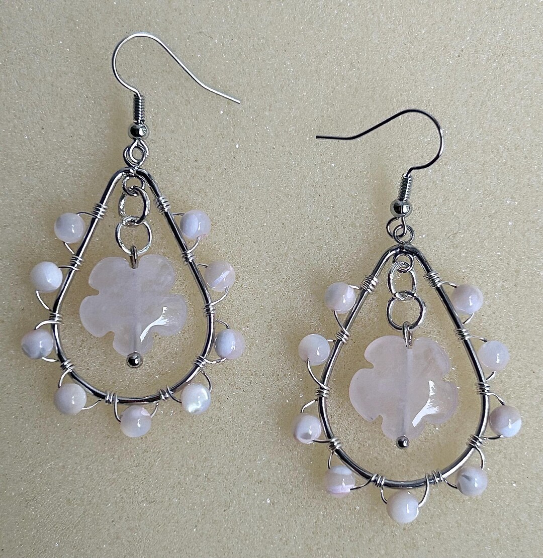 Lucky Pink Flower Hook Earrings main image 1
