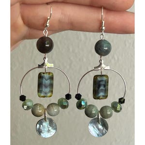 Lagoon: Earrings, Funky Indie Jewelry, Maximalist Beaded Hoops, Bold Goddess Fashion, Eclectic Boho Dangle, Artsy Bohemian Chic Gift for Her
