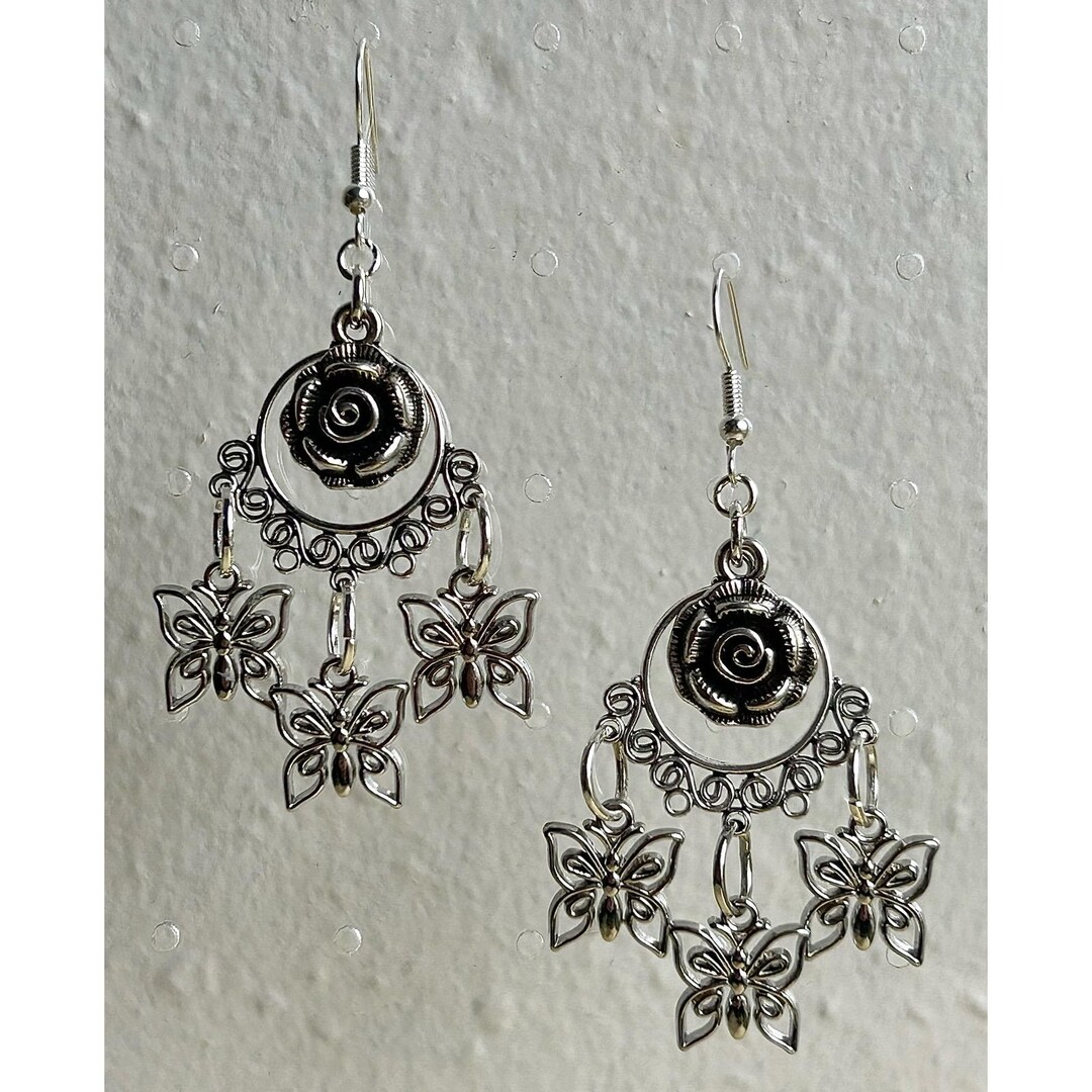 Lured Butterflies: Whimsical Chandelier Earrings, Funky Nature Jewelry ...