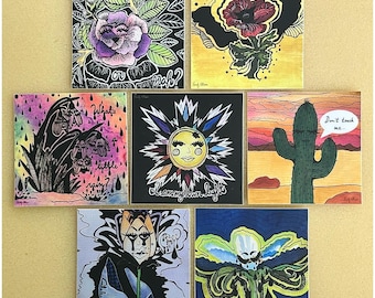 Nature Sticker Set (7): Vinyl Decal Bundle, Variety Pack of Flowers, Sun, Cactus