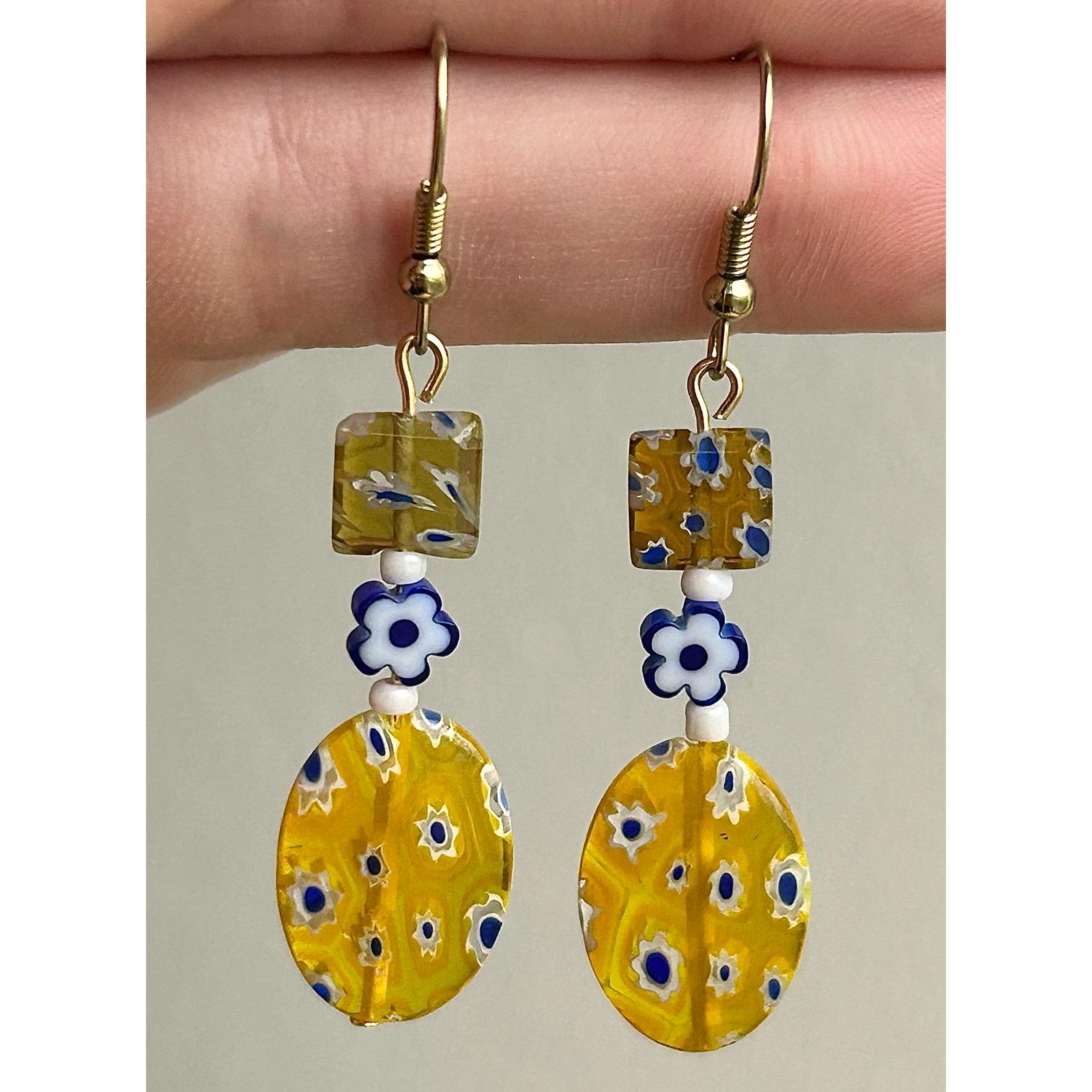 Sunlit Blooms: Earrings, Funky Botanical Jewelry, Boho Hippie Dangle, Artsy Indie Fashion, Quirky Cottagecore, Colorful Nature Accessory