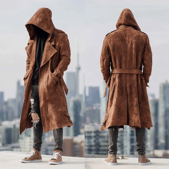 Manteau Homme Vintage En Daim - Style élégant à Manches Longues - Neuf Avec étiquettes - Fabriqué En Chine