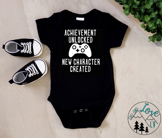 Achievement Unlocked Onesie Fortnite Achievement Unlocked New Player Onesie Bodysuit L Video Game Etsy
