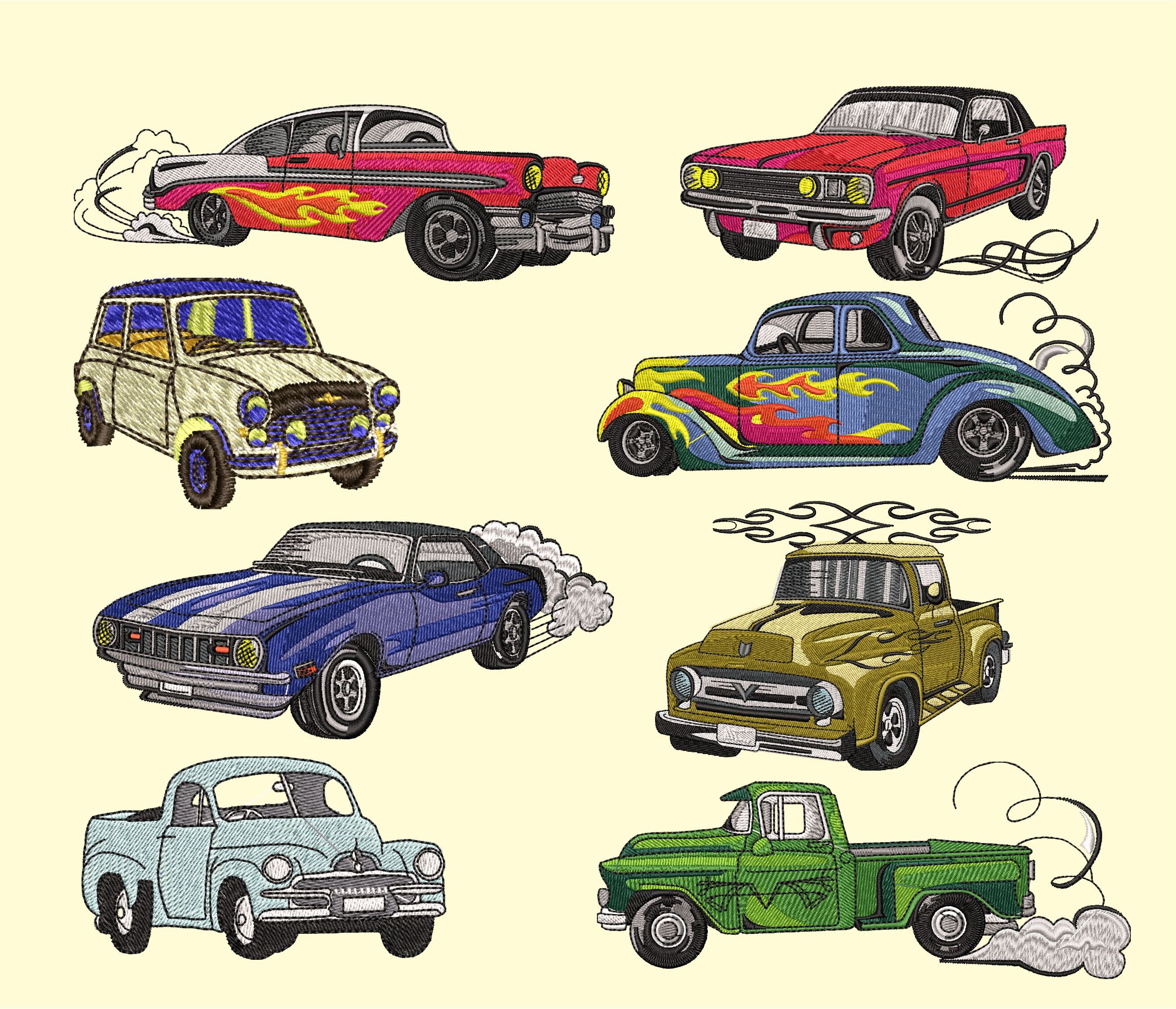 Embroidery designs 8 sets of classic car embroidery designs Etsy