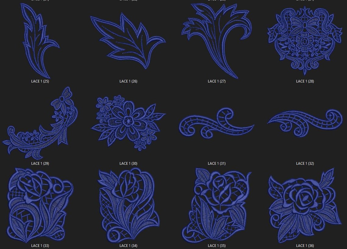 Lace embroidery design pack Instant Download Etsy