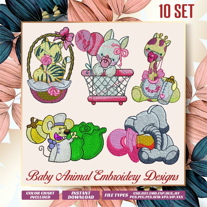 Embroidery Design Bundle Baby Animal Machine Embroidery Etsy