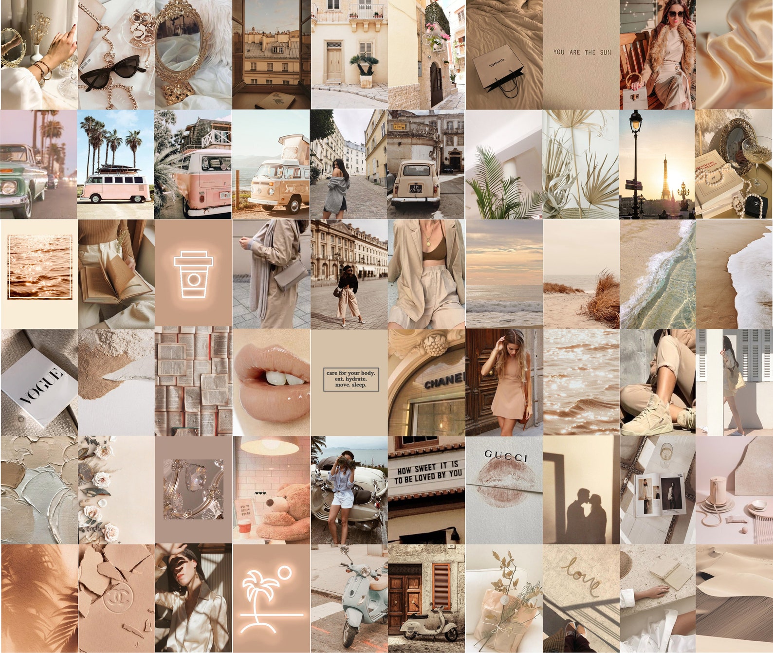 Boujee Aesthetic Wall Collage Kit boho Cream Beige Collage | Etsy