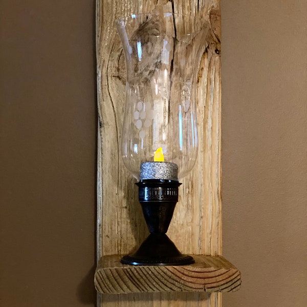 Pair of Reclaimed wood candle sconces.