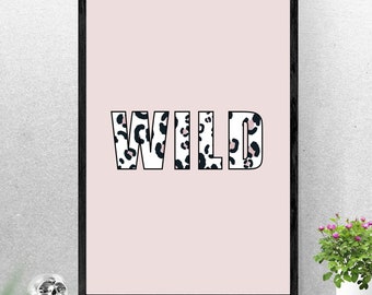 Wild Leopard Print: Blush Typography Wall Art