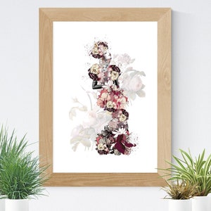 Abstrakte Blumen Figur Druck | Premium Dicke Karte Stock | A6/A5/A4/A3 Größe | Einzigartige Wandkunst