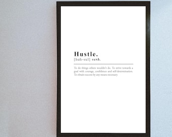 Hustle Definition Print: Motivational Office Wall Art