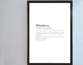 Mindset Definition Print: Motivational Office Wall Art