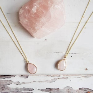 ROSE QUARTZ | 14K Gold Adjustable Cable Chain Pendant Necklace | Crystal for Universal Love, Trust, Harmony | Delicate, Minimalist Necklace