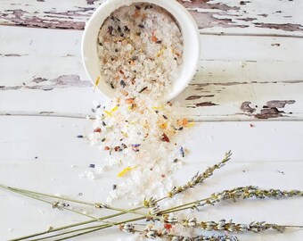 DREAMER Lavender Calendula Bath Salt | Pink Himalayan & Dead Sea Salt | Floral Bath Soak| Full Moon Spiritual Bath | Self Care Herbal Soak