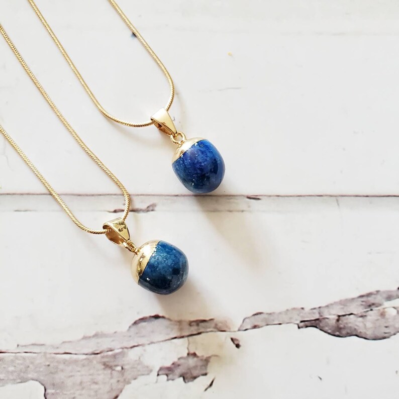 LAPIS LAZULI | Handmade Crystal Healing Necklace | Throat Chakra, Harmony, and Trust| Intention Gemstone Jewelry | Gold Plated Snake Chain 