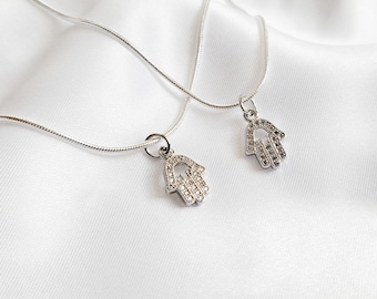 Sterling Silver Hamsa Pendant Necklace | Evil Eye Protection