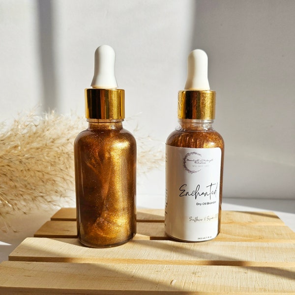 Organic Bronzing Oil, Dry Oil Bronzer, Bronzing Skin Serum, Shimmering Body Oil, Vegan Skincare