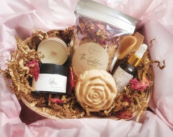 GODDESS Spa Gift Basket | Self Care Gift Box | Organic Skin Care Kit for Spa Day at Home | Mother's Day Gift | Aphrodite Gift Basket