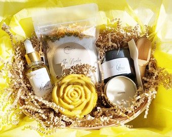 HEALER Spa Gift Basket | Cozy Hygge Self-Care Box | Thank You Gift | Calendula Aromatherapy Care Package | Skincare Bundle | Graduation Gift