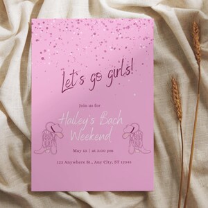 Editable Bachelorette Party Invitation | Bachelorette Party Invitation | Instant Download | Pink Cowgirl Bachelorette Invite | Last Rodeo