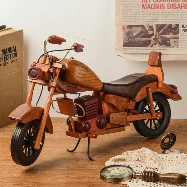 Wooden Motorcycle, Handmade Motorbike, Retro Figurine, Birthday gift Home Décor | Wooden Toys