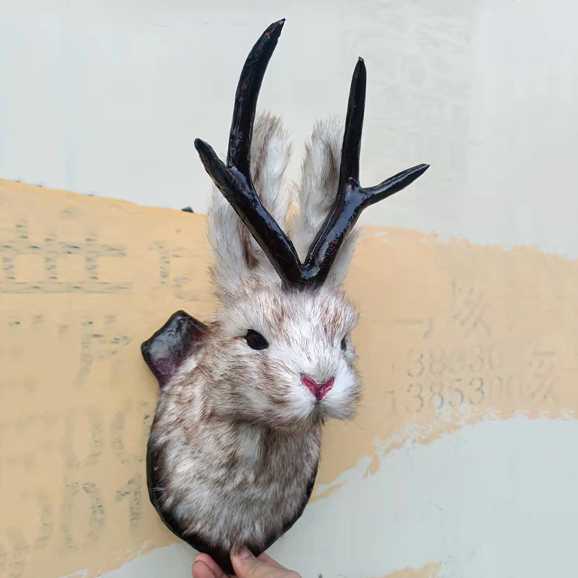 Antlers Rabbit Head Statue Home Decoration 3D Abstract Etsy