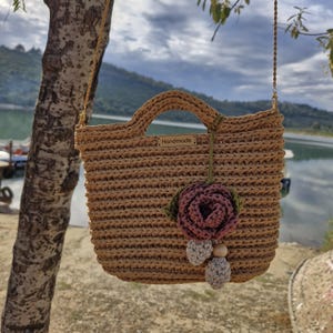 Crochet Tote Bag, Tote Shoulder Bag , Handmade Shoulder Bag, Crochet Bag, Motif Bag, Gift For Friends
