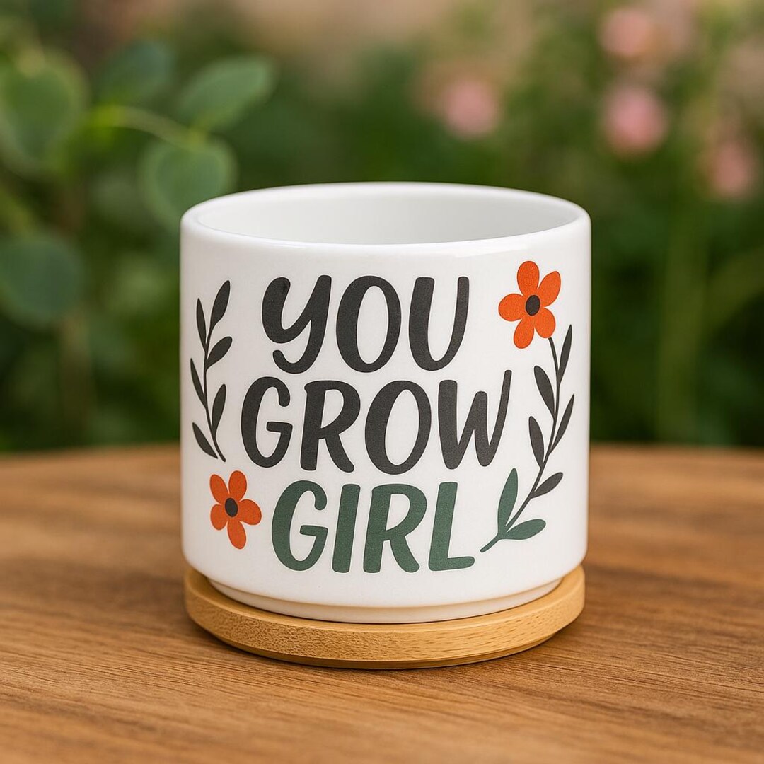 Posative Pot You Grow Girl Planter Pot: Funny Positive Affirmation Ceramic Planter ...