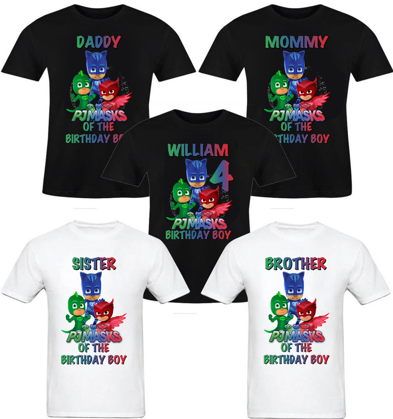 Pj Masks Personalized Family Birthday Shirts Pj Mask Theme Etsy