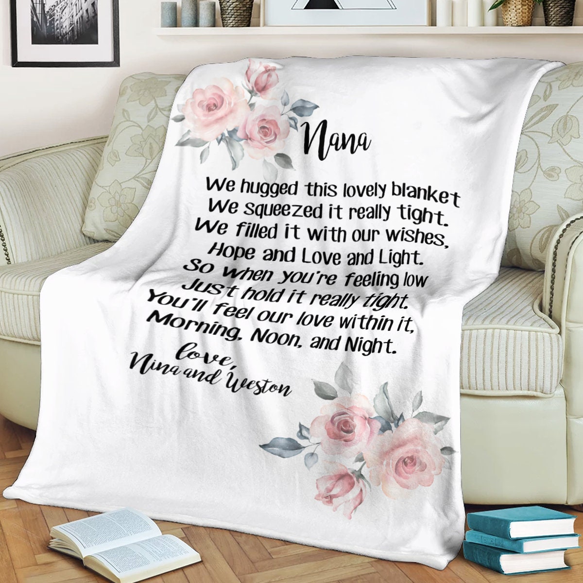 Personalized Grandma Blanket Grandmother Blanket Family Etsy