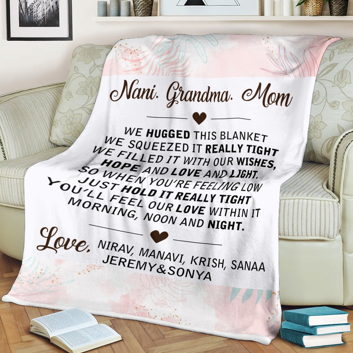 Personalized Grandma Blanket Grandmother Blanket Family Etsy