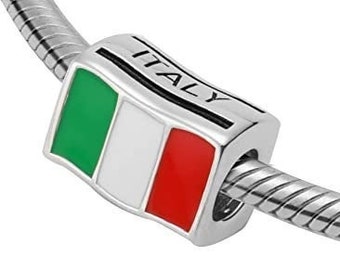 Italy Flags Travel Country 925 Sterling Silver Charm Pendant Bead Gift fits Pandora, European, Charm Bracelets & Necklaces