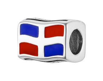 Dominican Republic DR Flags Travel Country 925 Sterling Silver Charm Pendant Bead Gift fits Pandora, European, Charm Bracelets & Necklaces