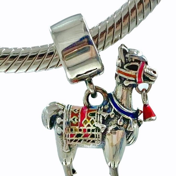 Alpaca Llama Peru 925 Sterling Silver Clip on Clasp Pendant Bead, Gift Fits Pandora, Thomas Sabo, European Link Charm Bracelets & Necklaces