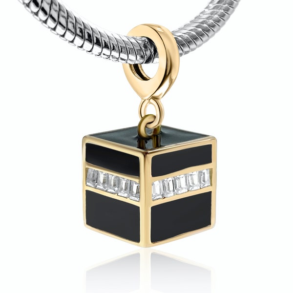 Kaaba Kabah Mosque Arab Muslim Eid Ramadan 925 Sterling Silver Pendant Charm Bead Gift Fits Pandora, European Charm Bracelets & Necklaces