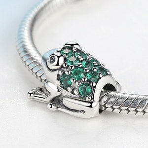 Authentic BOLENVI Crystal Green Frog Animal 925 Sterling Silver Pendant Bead Charm Fits Pandora, European Charms Bracelet & Necklace DIY