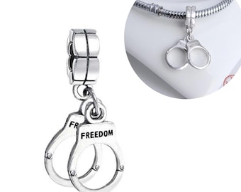 HANDCUFF_Bead for Silver European Charm Bracelet_Police Cop ...