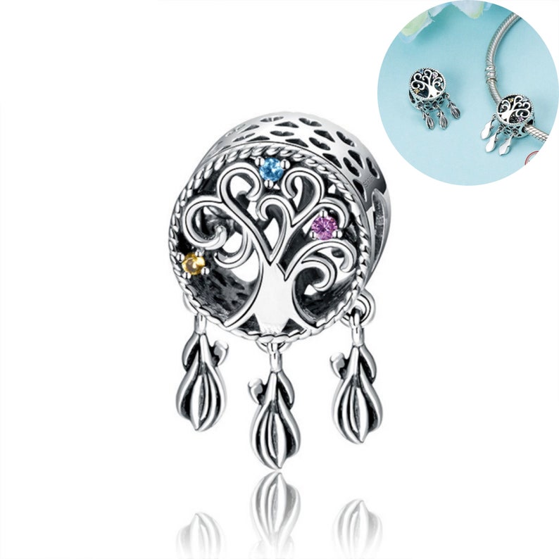 Authentic BOLENVI Tree of Life CZ Dreamcatcher 925 Sterling Silver Pendant Bead Charm Fits Pandora European Charms Bracelet /& Necklace DIY