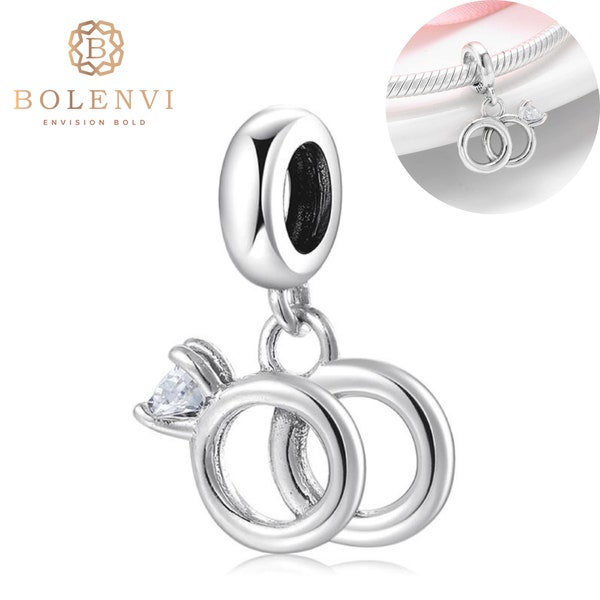 Authentic BOLENVI Rings Engagement Anniversary 925 Sterling Silver Pendant Bead Charm Fits Pandora, European Charms Bracelet & Necklace DIY