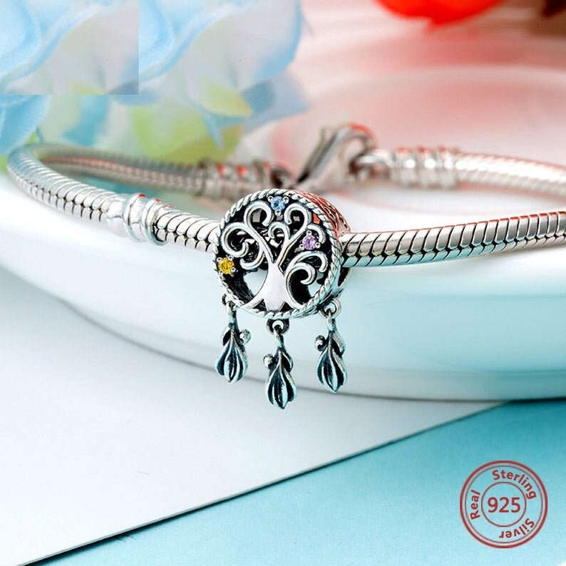 Authentic BOLENVI Tree of Life CZ Dreamcatcher 925 Sterling Silver Pendant Bead Charm Fits Pandora European Charms Bracelet /& Necklace DIY