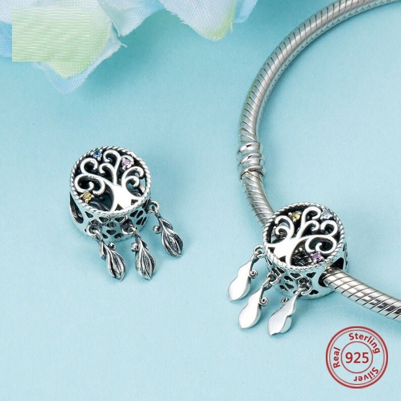 Authentic BOLENVI Tree of Life CZ Dreamcatcher 925 Sterling Silver Pendant Bead Charm Fits Pandora European Charms Bracelet /& Necklace DIY