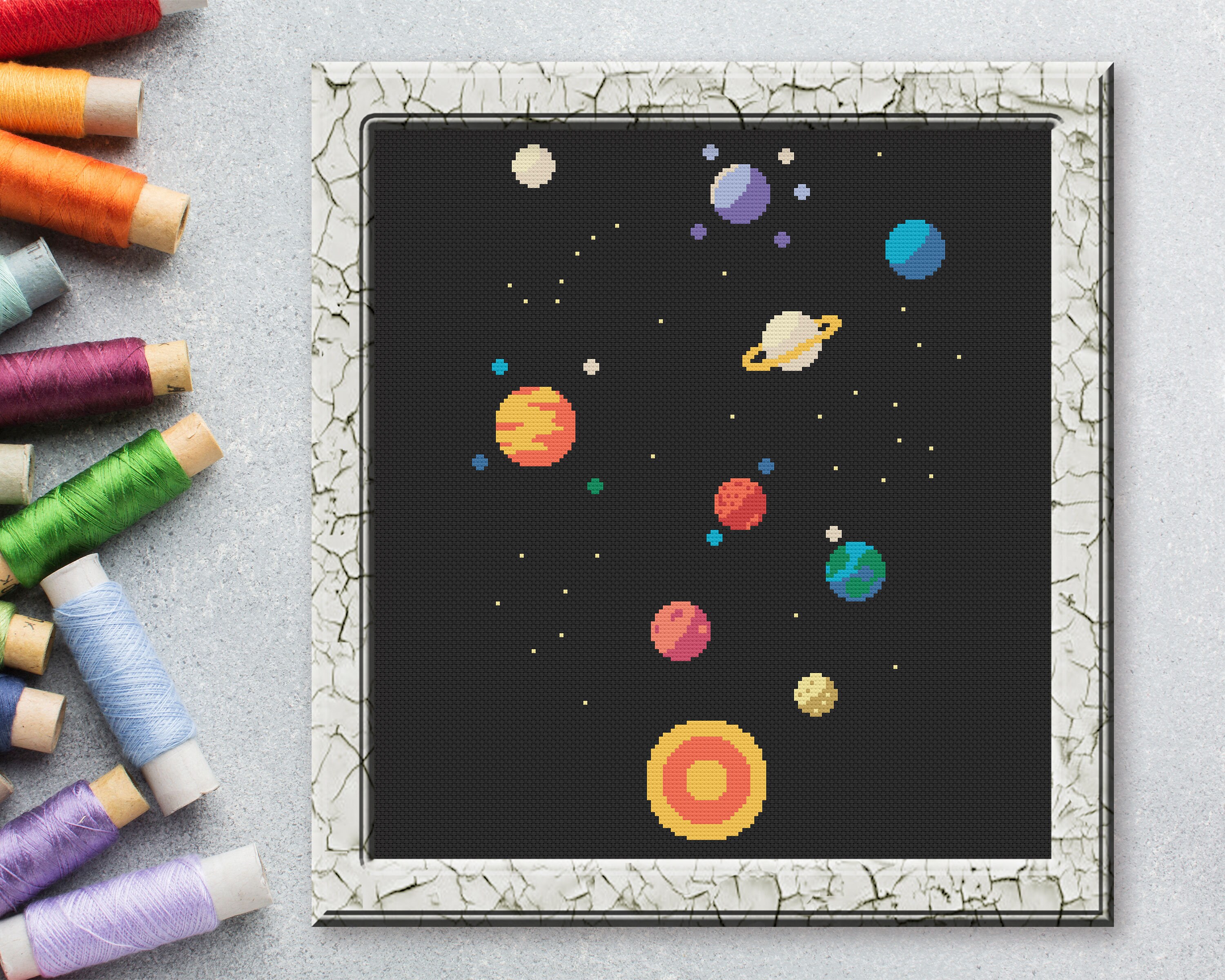 Cross Stitch Space Pattern Planets Cross Stitch Pattern DIY | Etsy