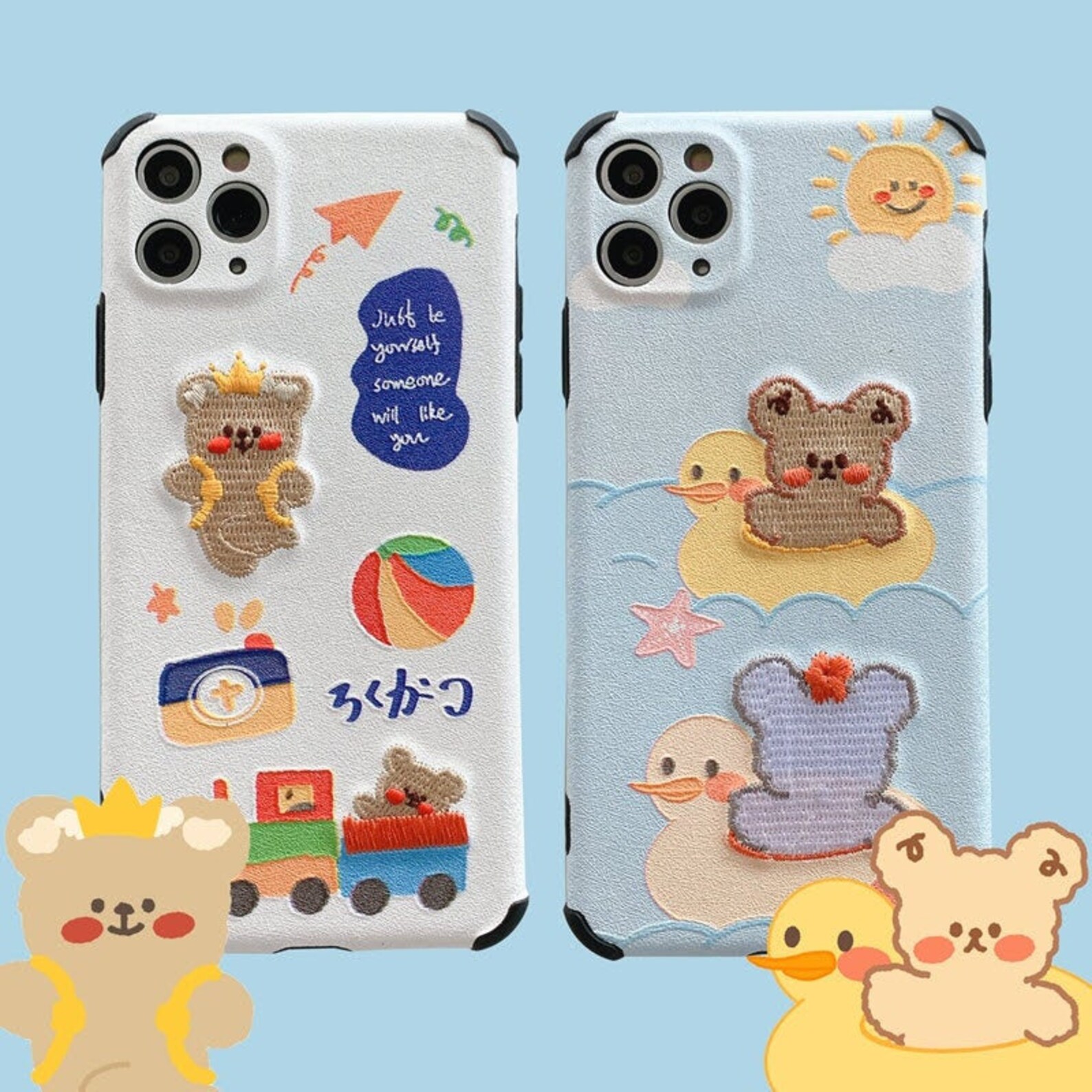 Cute and Kawaii Teddy Bear iPhone Cases Couple iPhone Case | Etsy