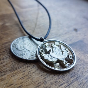 Silver Phoenix Handmade pendant made from a Japanese 100 Yen silver coin Japan, Asia image 1