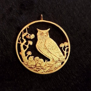 Owl - Handmade pendant from a Polish 2 Zloty coin - Europe, Poland