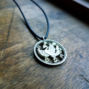 Silver Phoenix Handmade pendant made from a Japanese 100 Yen silver coin Japan, Asia image 8