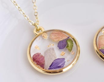 Custom Wedding Bouquet Necklace: Pressed Flower Resin Jewelry Keepsake