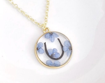 Custom Horse Hair Necklace: Forget Me Not Flower Keepsake, Pet Memorial