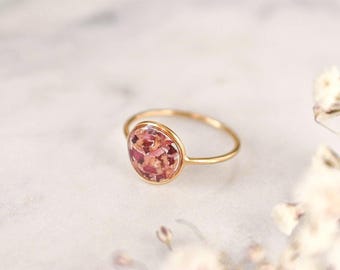 Custom Ring 14k Gold Filled, Handmade Dried or Pressed Flower Resin Jewelry, Gift for Her, Mothers, Friends, etc.