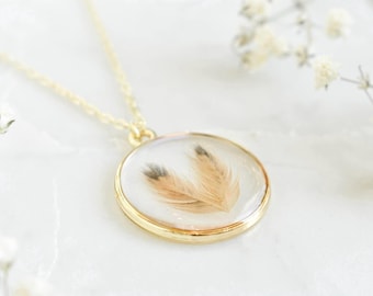 Custom Bird Feather Resin Necklace: Keepsake Jewelry